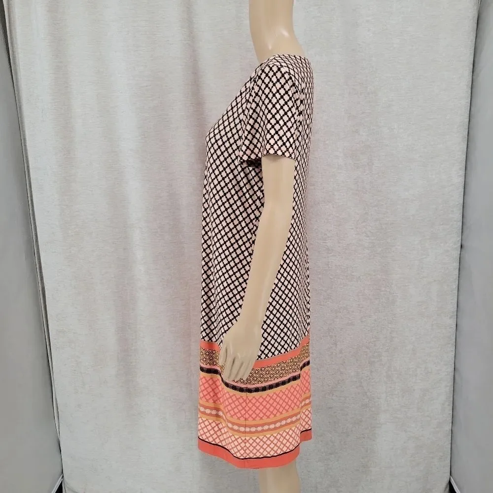 Musette Orange Design Allover Print Midi Dress NEW Women's Size 12